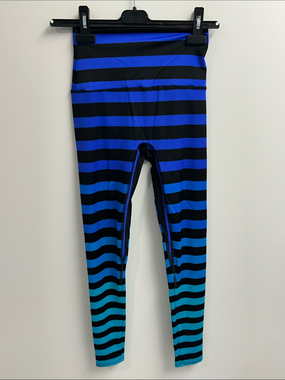 K-DEER Blue and Black Striped Leggings